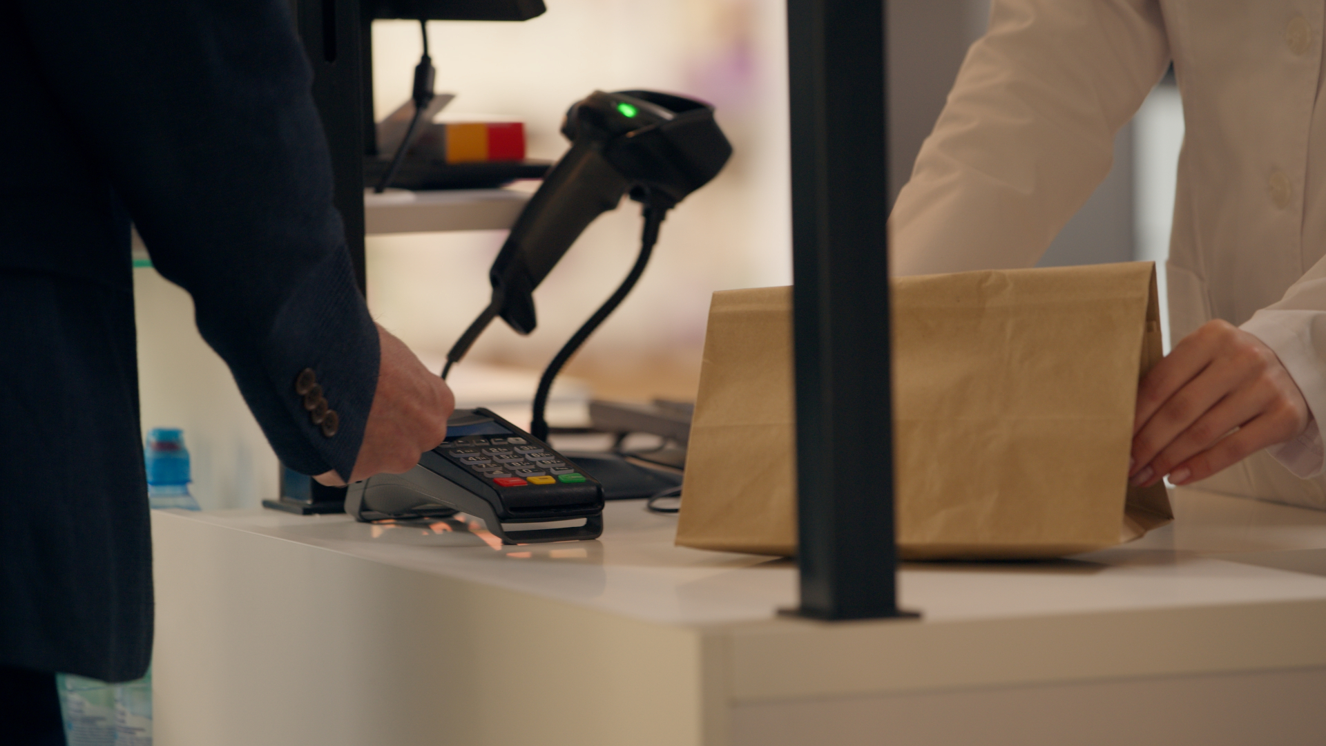 Illustration of a customer collecting an online order in-store